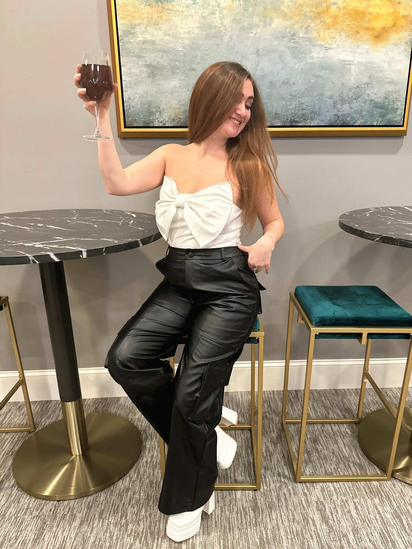 Something To Talk About Cargo Leather Pants