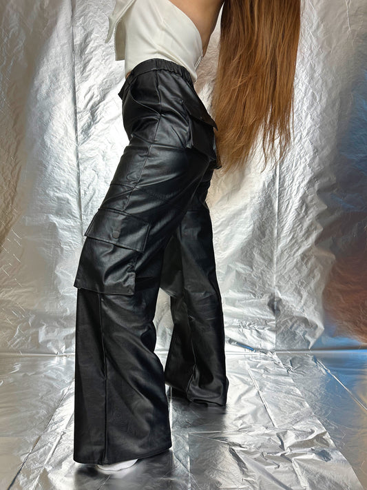 Something To Talk About Cargo Leather Pants