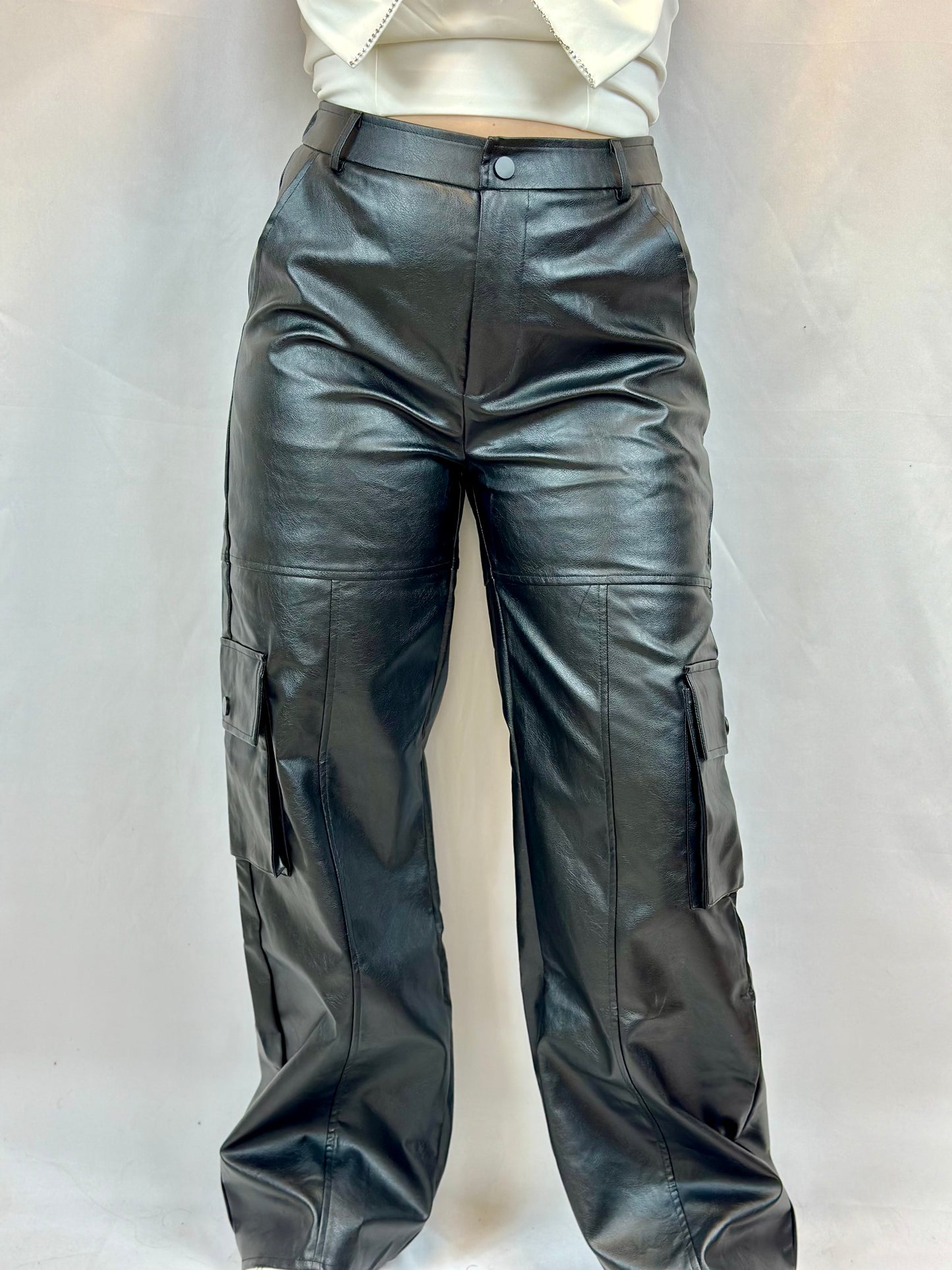 Something To Talk About Cargo Leather Pants