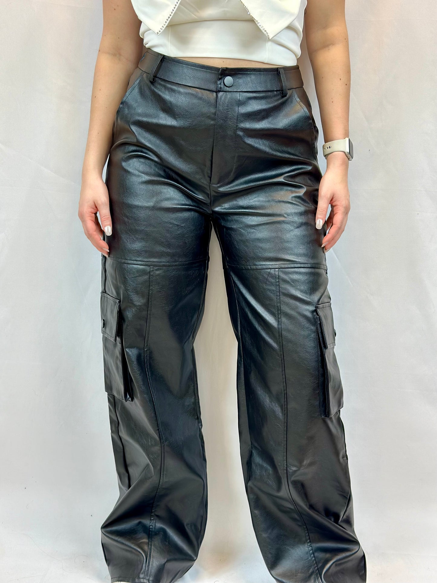 Something To Talk About Cargo Leather Pants