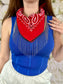 Howdy Partner Chain Fringe Bandana (Red)