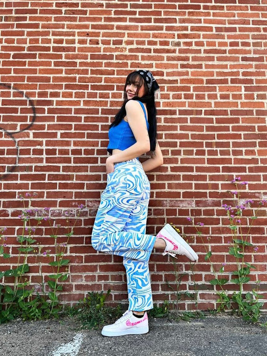 I'm So Wavy Wide Leg Pants (Blue)