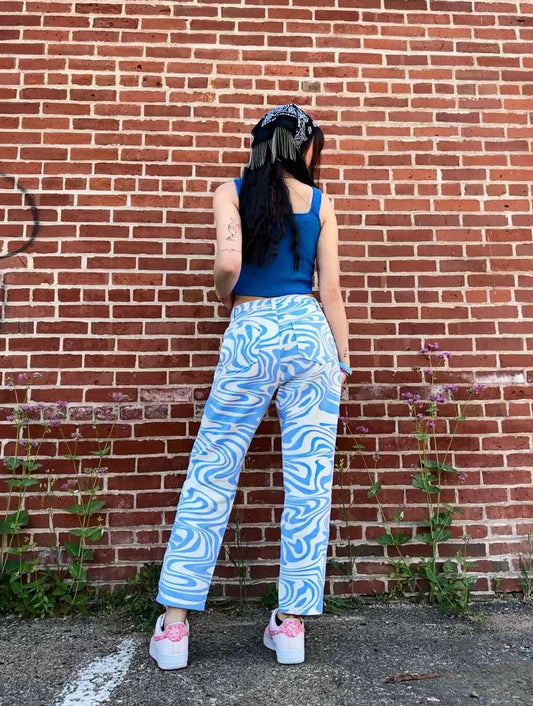 I'm So Wavy Wide Leg Pants (Blue)