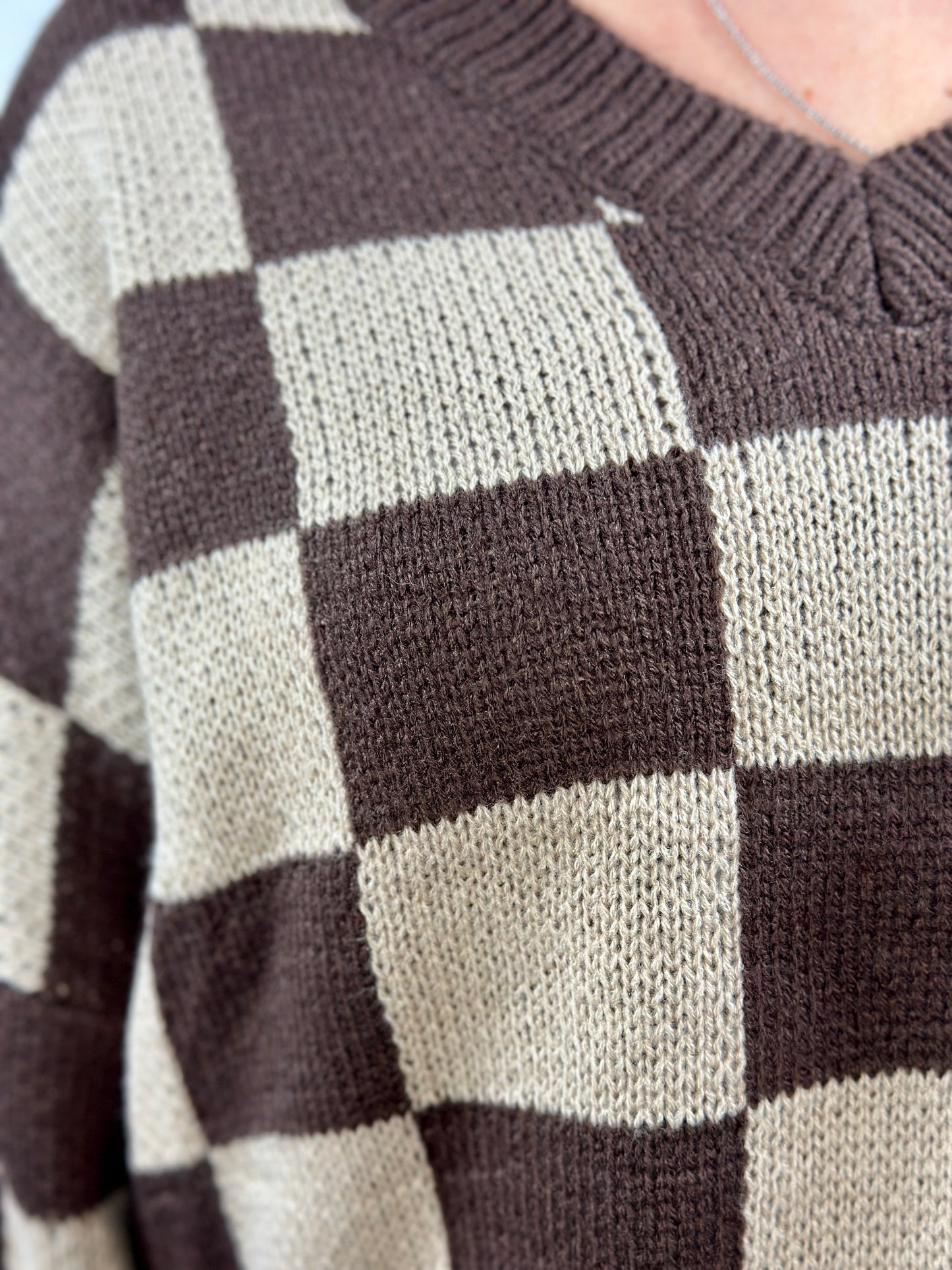 Check On Me Checkered Sweater (Brown)