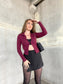 Andi Open Front Long Sleeve (Burgandy)