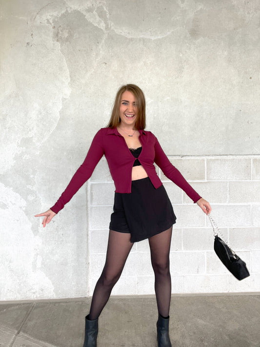 Serena Asymmetrical Skort (Black)