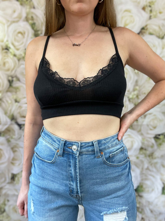 Daisy Lace Bralette (Black)