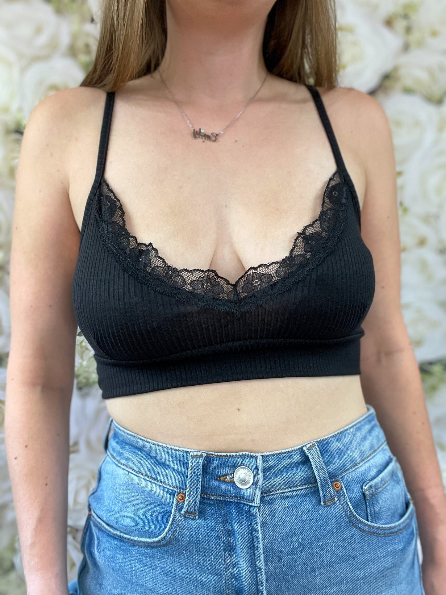 Daisy Lace Bralette (Black)