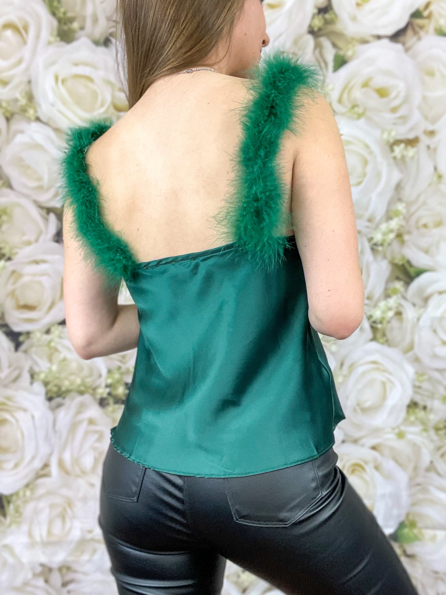 Too Chic For You Feather Top (Emerald)