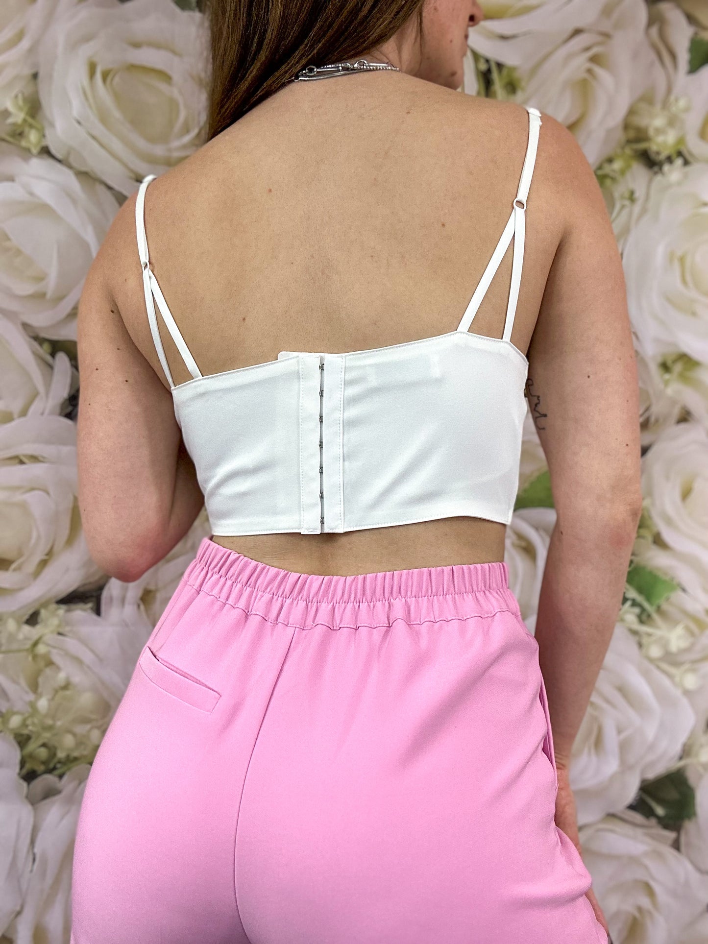 Love Dove Satin Corset Top (White)