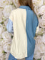Jackie Color Block Button Up (Blue)